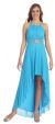 Halter Neck High Low Cocktail Prom Dress with Brooch in Turquoise